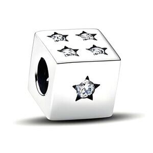 Lucky Star Dice 925 Sterling Silver Charm Fit Women Bracelet Necklaces